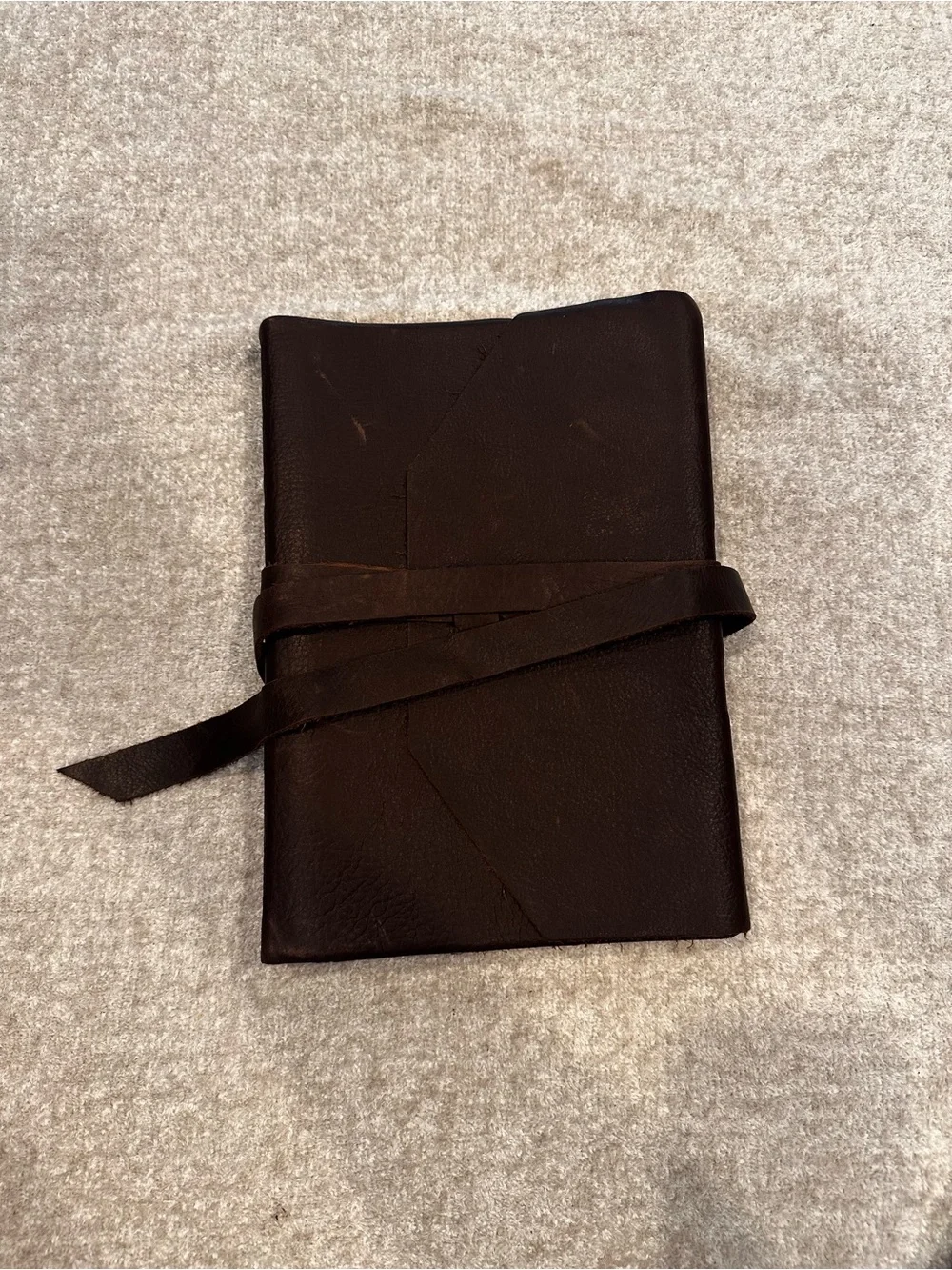 Hand-Stitched Brown Leather Wrap Journal